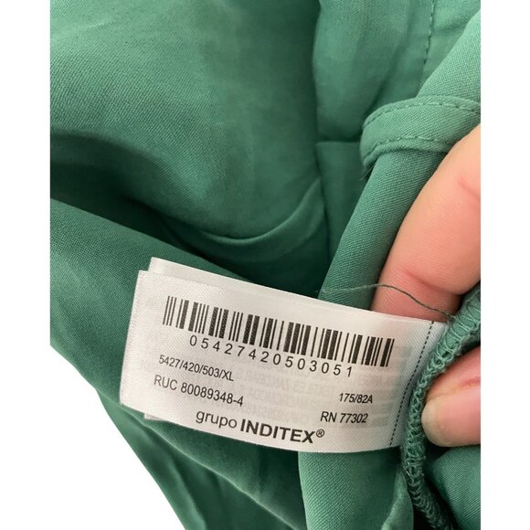 Zara Womens Pants Size XL Trousers Green Flowy Pleated Wide Leg 5427/420 NWOT - Picture 4 of 13